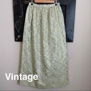 Vintage 1960s Metallic Brocade Gold/Silver Maxi Skirt